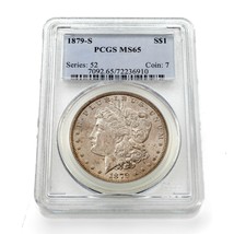 1879-S Plateado Morgan Dólar Graduado Por Calidad Como MS-65! Hermoso Moneda - $296.65