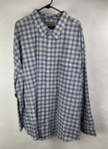 The Foundry Supply Co Men&#39;s 4XL Long Sleeve Button Up Shirt, Blue/White Plaid - £15.90 GBP