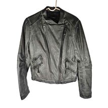 Blu Pepper Women's Faux Leather Gray Jacket Zippers Size Large - $21.55
