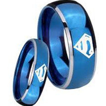 (New With Tag)Tungsten Carbide SuperMan Wedding Band Ring - Silver Blue Color -  - $59.99