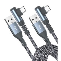 Usb C Cable Right Angle [2-Pack, 6.6Ft+6.6Ft] Type C Iphone 15 Charger Nylon Bra - £15.17 GBP