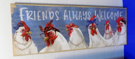 NEW Hens Chickens Country Wall Art Home Farmhouse Print Friends Always Welcome - £29.53 GBP