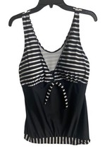 Unbranded  Swim Suit Top Nylon Black White Tankini Top Womens XXL Built in Bra - £8.99 GBP