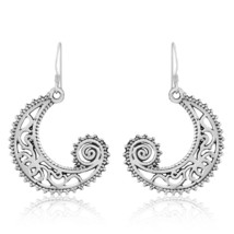 Celestial Eclipse Filigree Moon and Sun Sterling Silver Dangle Earrings - £19.08 GBP