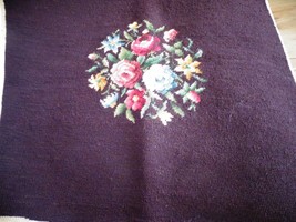Vintage Floral Brown Needlepoint Dining Chair Seat Cover - £16.92 GBP