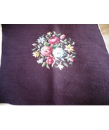 VINTAGE Floral Brown NEEDLEPOINT DINING CHAIR SEAT COVER - £16.09 GBP