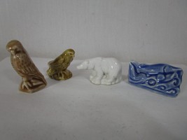 Lot of 4 Vintage Wade Whimsies Red Rose Tea Figurines Eagle Falcon Fish Bear - £10.14 GBP