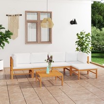  Garden Lounge Set Cream Solid Teak wood 6 Piece Set Modular - $19,603.63 MXN