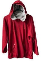 Jones New York Pullover Hoodie Womens Size M Red 1/4 Zip Pockets - $16.10