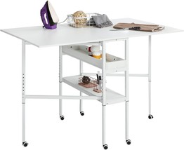 MELLCOM Height Adjustable Craft Table with Storage Shelves, Mobile Folding  - $3,957.89 MXN