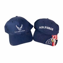 US Air Force USAF Baseball Military Hat Lot of 2 Hats Cap Caps Blue Vete... - $24.75
