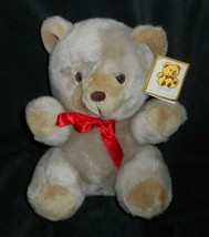 12&quot; Vintage Kellytoy Brown Teddy Bear Red Bow Stuffed Animal Plush Toy Lovey Tag - £18.96 GBP
