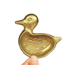 Brass duck trinket dish small vintage bird ring dish bowl animal ashtray - $18.46