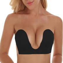 Invisible Bra Backless Strapless Bra Reusable Sticky Boobs Deep (Black,S... - £14.63 GBP