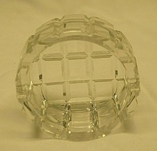 Crystal Ashtray Diamond Waffle Pattern Ribbed Sides 2 Slot Unknown Maker b - $19.79