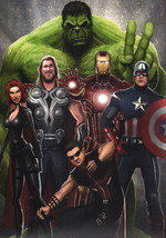 Nathan Szerdy SIGNED Marvel Comics Avengers Art Print Hulk Thor Iron Man Hawkeye - £18.91 GBP