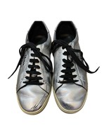 Saint Laurent Silver Sneakers Embroidered Size 43 Mens 10 **flaw** - $270.67 CAD