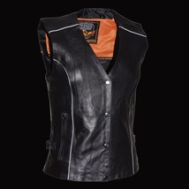 WOMENS MILWAUKEE LEATHERS VEST EMBROIDERED, WINGS STYLE: ML1293 BLACK - £64.82 GBP