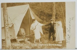 RPPC Bath NY At Last We Have A Man Woman in Costumes &amp; Tent Scene Postcard P9 - £24.32 GBP