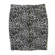 NWT J.Crew Factory Basketweave Pencil in Ivory Leopard Print Cotton Skirt 8 - £14.90 GBP