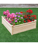 Square Wood Garden Bed, Outdoor Garden Bed Wood Planter Box, Flowers Veg... - £76.22 GBP