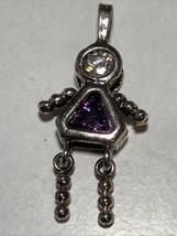 Sterling Silver 925 Charm Birthstone Baby Girl Purple Glass February 1.25” - $374.35 MXN