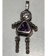 Sterling Silver 925 Charm Birthstone Baby Girl Purple Glass February 1.25” - $19.75