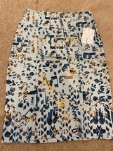 LuLaRoe Cassie Pencil Skirt Womens Sz S Blue Geometric Floral Flower Shapes NWT - £9.04 GBP