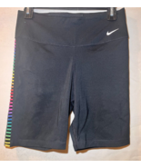 Nike One Rainbow Ladder 7&quot; Biker Shorts WOMEN&#39;S SZ M Black Q79 - $20.29 CAD