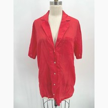 Negative Pajama Lounge Top Sz M Red Sheer 100% Cotton Short Sleeve - $39.20