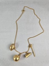 Cheerleading Sports Charm Necklace Gold Color 16&quot; Chain Basketball Football - $9.48