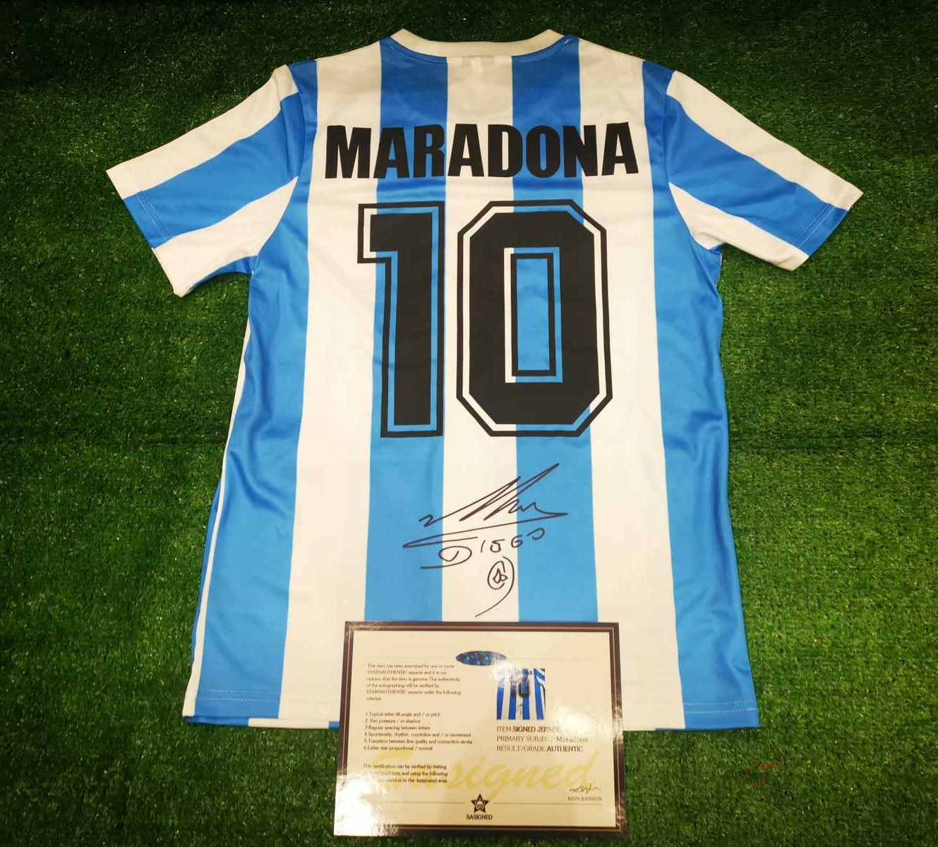 Diego Maradona SIGNED Argentina 1986 World Cup Shirt/Jersey + COA Retro