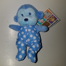 NEW Garanimals Blue Monkey Rattle Lovey Plush Small 4&quot; Baby Toy White Polka Dots - £23.45 GBP