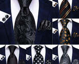 Ie design black solid dot silk wedding tie for men hanky cufflink gift men necktie thumb155 crop