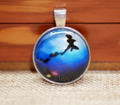 Peter Pan Moon Fantasy Pendant Silver Tone 1" - $9.99