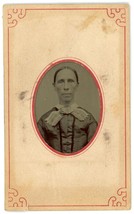 CIRCA 1860&#39;S Paper Framed Hand Tinted TINTYPE Featuring Stern Older Woman - £12.34 GBP