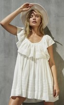Med Free People Hailey Mini Dress With Frill Sleeves &amp; Textured Stripe B... - £39.30 GBP