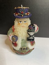 Vtg Santa Claus Christmas Candle 7&quot; Dickens Santa Figure w/Top Hat &amp; Lantern - $25.89