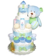 Sweet Baby Blue Diaper Cake 4 or 5 Tiers - £127.50 GBP