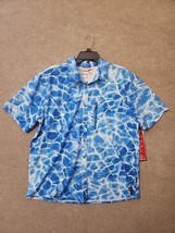 Canada Weather Gear Button Shirt Mens L Blue Waves Air Mesh Vented Fishi... - $26.60