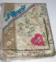 Vintage New St. Mary&#39;s No Iron Percale Twin Flat Sheet Floral Rose Desig... - $14.01