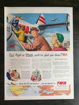 Vintage 1950 TWA Trans World Airlines Full Page Original Color Ad - 721 - $6.64
