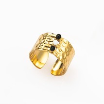 Wild &amp; Free New Gold Wide Opening Finger Rings Jewelry For Women Stainless Steel - £8.37 GBP