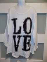 JUSTICE LOVE BLACK GLITTER LS WHITE SHIRT SIZE 14 GIRL&#39;S - $11.04