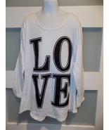 JUSTICE LOVE BLACK GLITTER LS WHITE SHIRT SIZE 14 GIRL&#39;S - $209.83 MXN