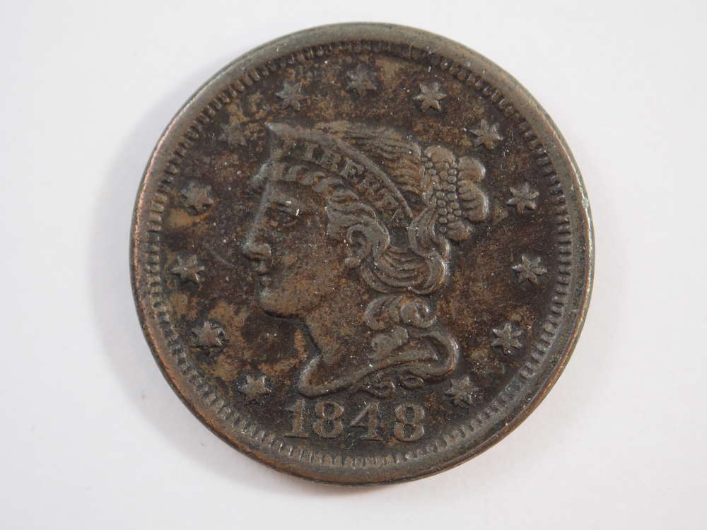 1848 Braided Hair Large Cent  Extra Fine (XF) Penny SKU 10041USC - $106.97