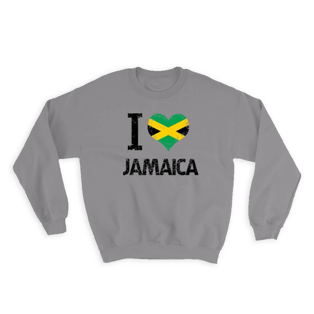 Primary image for I Love Jamaica : Gift Sweatshirt Heart Flag Country Crest Jamaican Expat