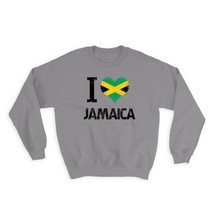 I Love Jamaica : Gift Sweatshirt Heart Flag Country Crest Jamaican Expat - £22.78 GBP
