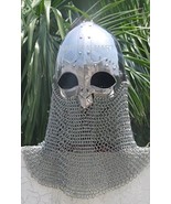 Viking Helmet Battle Armor 18G Steel and Chainmail - $3,705.43 MXN
