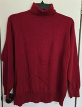 Womens Plus 2+ Nina Patrick Red Turtleneck Gold Button Trim Sweater - $18.81